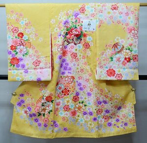 お宮参り 産着 のしめ 女児 女の子 正絹 綸子地 豪華絢爛 金刺繍 黄色 祝着 新品 (株) 安田屋 NO39407