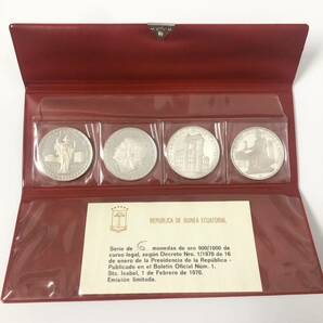 赤道ギニア REPUBLICA GUINEA ECUATORIAL ローマ遷都100周年記念 大型銀貨 4枚 プルーフセット 1970年の画像1