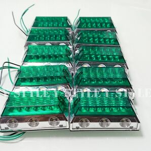 サイドマーカー 角型 12LED ダウンライト付き 24V 10個 (グリーン)