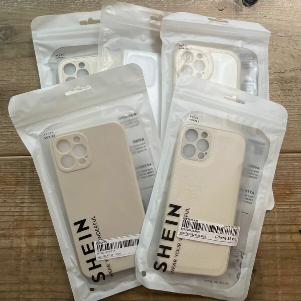 iPhone12pro iPhoneケース　スマホカバー　まとめ売り　5点セット　オフホワイト　クリア　秋冬　シンプル　レザー調