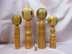 ★【現状販売品/訳あり品】 こけし 弥治朗系 (佐藤英太郎？高さ(約)25cm/佐藤辰雄？約30.5cm/佐藤慶明 約24cm/新山久治 約29.5cm) ★