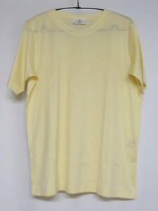 ☆AIGNER 半袖 Tシャツ カットソー イエロー 黄色 ロゴ刺繍 38（Mサイズ程度）レディース クルーネック コットン 薄手 アイグナー
