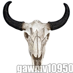 驚安●樹脂 レジン ロングホーン 牛 頭蓋骨 頭 壁吊り 装飾 3D 動物 野生 彫刻 置物 工芸品 インテリア アメリカン ワイルド