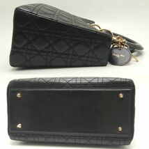 Christian Dior クリスチャンディオール レディディオール ハンドバッグ カナージュ ラムレザー ブラック/251058【中古】_画像4