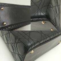 Christian Dior クリスチャンディオール レディディオール ハンドバッグ カナージュ ラムレザー ブラック/251058【中古】_画像8