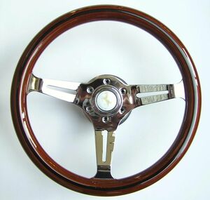  wooden steering wheel 35 pie plating spoke horn button attached 