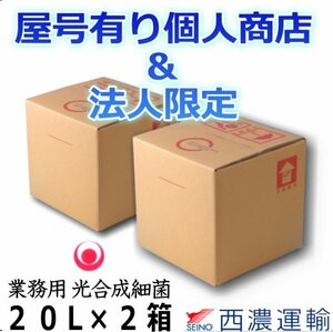 業務用２０L×２箱セット★低臭超活性光合成細菌PSB法人&個人商店限定★高濃度バクテリアで水質改善・浄化★純粋単独培養種菌（検索用18L）