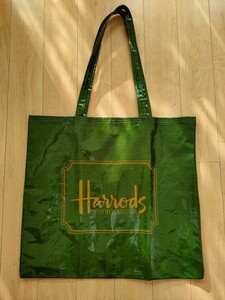 Harrods トートバッグ グリーン 肩掛けトートバッグ 大 ショッピングバッグ ハロッズ エコバッグ サブバック マザーズバッグ 大容量