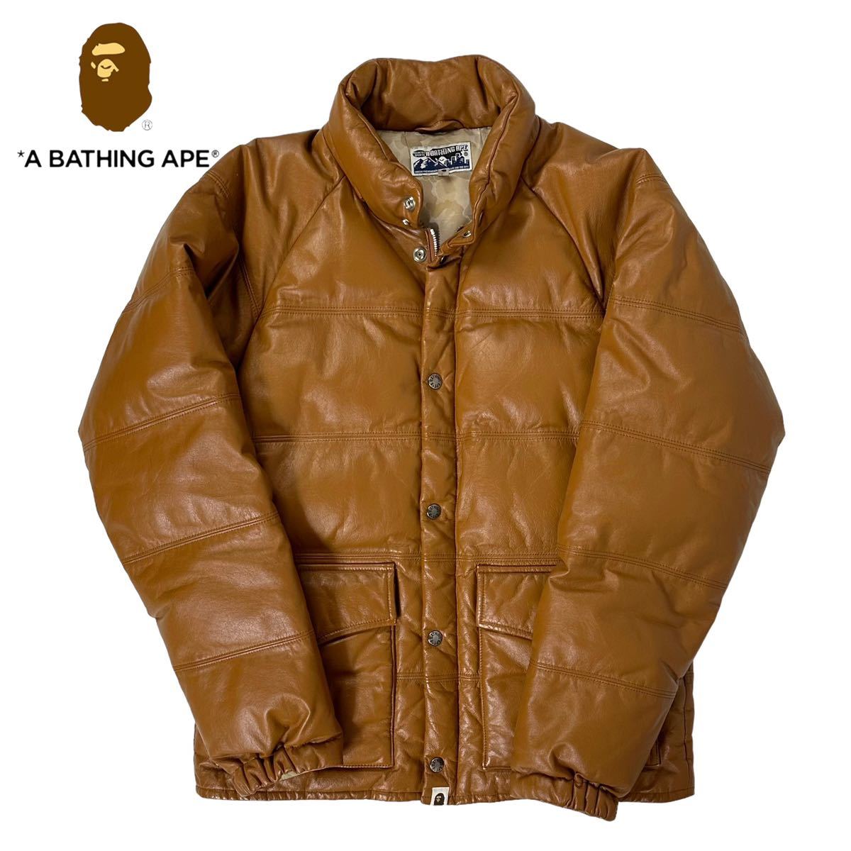 A BATHING APE ア ベイジング エイプ カウ 牛 皮 革 レザー ダウン