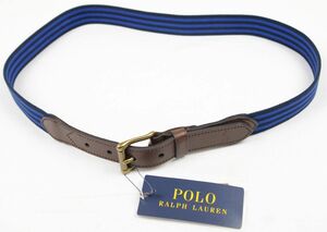 ●POLO RALPHLAURENポロラルフローレンカジュアルベルト(黒＆青＆茶,34(86)（実質85cm～96cm))新品