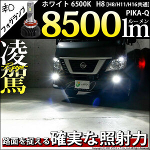 H8 LED バルブ 凌駕L8500 フォグランプキット 8500lm ホワイト 6500K H8/H11/H16共通 34-A-1