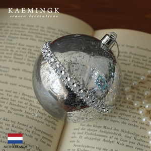  Christmas tree decoration attaching ornament ball KAEMINGK retro silver planet ball 8cm obi equipped 1 piece insertion [029285]