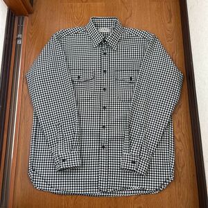 L.L.BEAN ギンガムチェックシャツ USA製 L 黒×白