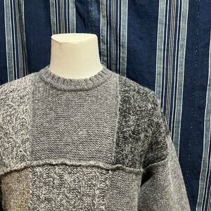 90s eddie bauer patchwork knit 90年代 旧タグ 白タグ パッチワーク ニット セーター