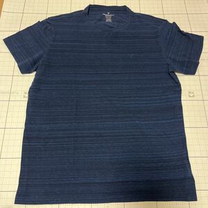 タ2310-536 アメリカンイーグル　American eagle Tシャツ　メンズ　XLサイズ　ネイビー　紺　刺繍　ステッチ　ワンポイント