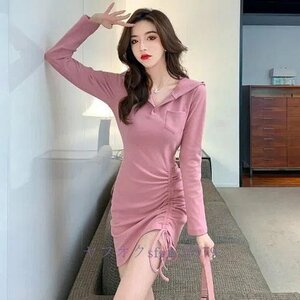 A016A新品人気 きれいめ 披露宴 ladies コットンリネン同窓会dress 超セクシー 美スタイル フォーマル 美ライン ワンピースA