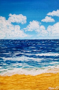 Art hand Auction アクリル絵の具 海の絵 風景画, 美術品, 絵画, アクリル, ガッシュ