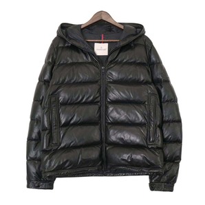 モンクレール GEBROULAZ GIUBBOTTO レザー ダウンジャケット 1A001 01 50118 メンズ ブラック MONCLER 中古 【アパレル・小物】の画像1