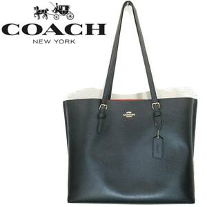 極美品COACHモリー トート1671ブラック×レッド×ゴールド金具tote台形オープン黒×赤レザー肩掛けショルダー バッグ通勤 通学コーチ