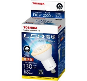 送料220円～(即決は送料無料)新品LED電球LDR4L-M-E11/2東芝JDRハロゲン電球形E11電球色280lm TOSHIBA E-COREビームの開き20度 光度2000cd