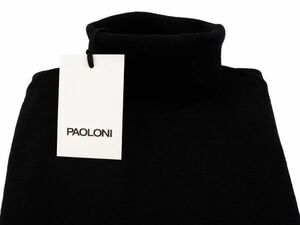 【新品未使用】PAOLONI パオローニ◆老舗サルトリア◆Made In Italy◆46◆ブラック タートルネック ハイゲージ ウール ニット セーター