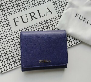 [ new goods ] FURLA BABYLON folding twice purse navy 