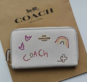 【新品】COACH コーチ 長財布 シグネチャー 　カーキ　ラウンドジップ