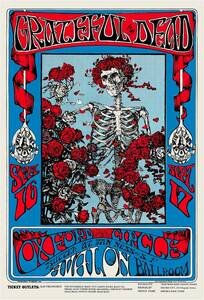 ポスター★1966 Grateful Dead『Skeleton and Roses』by Stanley Mouse★グレイトフルデッド/ジェリー・ガルシア