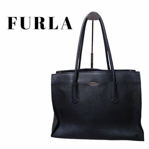 FURLA フルラ トートバッグ アミナ ハンドバッグ シボ革 ブラック