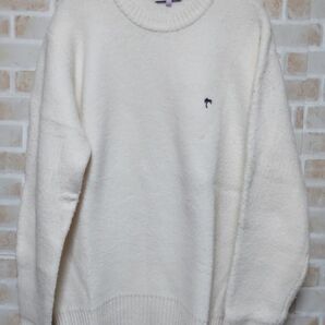 【BAYFLOW】ニット　セーター　刺繍ロゴ　サイズ2(M)　白　N13