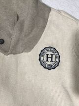 美品■TOMMY HILFIGER トミーヒルフィガー ショールカラー ベージュ　ロゴ刺繍　長袖コットンニット セーター　メンズ　XS_画像5