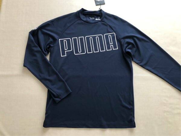 送料無料◆サンプル品◆PUMA GOLF ビッグ プーマ ロゴ モックネック シャツ◆(L)◆624928-02 (ネイビー)◆プーマ ゴルフ