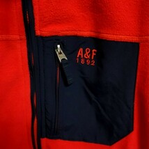 A6 Abercrombie&Fitch アバクロ 赤 レッド フリース ジャケット フルジップ ジップアップ アメカジ アウトドア アウター ホリスター メンズ_画像5