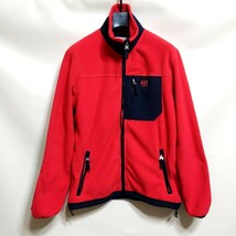 A6 Abercrombie&Fitch アバクロ 赤 レッド フリース ジャケット フルジップ ジップアップ アメカジ アウトドア アウター ホリスター メンズ_画像1