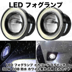 LED フォグランプ イカリング 3.5インチ 30W COB 防水 ホワイト発光 汎用 左右セット