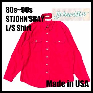 80年代 90年代 STJOHN'SBAY シャモアクロス シャツ 赤 USA製