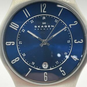 E324-J020864-1 ◎ SKAGEN スカーゲン ウルトラスリム 233XXLSLN メンズ腕時計 クオーツ デイト ブルー文字盤 シルバー フェイス約36mm ③