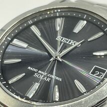 G330-J013184-1 ◎ SEIKO セイコー メンズ腕時計 7852-0AF0 ソーラー 電波 ブラック文字盤 シルバーカラー フェイス約35mm 稼働 ③_画像4