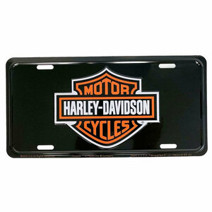 Harley Davidson　バー＆シールド　ライセンスプレート　 Bar and Shield Black Stamped Embossed Metal License Plate