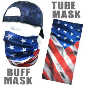 ストレッチ素材チューブマスク《S214 》 バフマスク　アメリカン　BUFF MASK バイク・アウトドア・ジョギング・日焼け・花粉対策