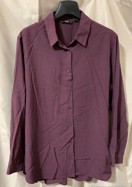ユニクロ 長袖 XL ブラウスシャツ ボルドー