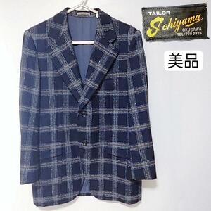 美品　TAILOR ICHIYAMA イチヤマ ジャケット　ネイビー　チェック柄