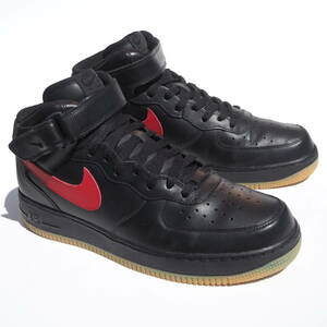 美品 US 11 / 29cm 10製 NIKE AIR FORCE 1 MID 黒ｘ赤 レザー エアフォース1 AF