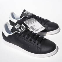 デッド!! US 8 / 26cm 新品 2021年 adidas STAN SMITH スタンスミス 黒レザー 合皮レザー STANSMITH_画像1