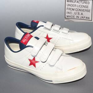 デッド!! US 7 1/2 /26 未使用 90s 初期タグ 日本製 converse ワンスター V-3 ベルクロ 白ｘ赤ｘ紺 MADE IN JAPAN