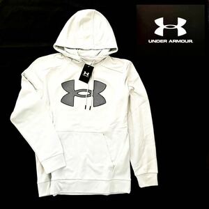 ▲新品【メンズL】1373352 白 UNDER ARMOUR アンダーアーマー　秋冬　パーカー スウェット 裏起毛 アーマーフリース フーディー