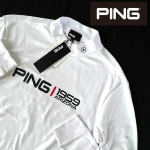 ▲新品【メンズLL】白 秋冬 長袖 PING GOLF ピン ゴルフ 長袖シャツ デルタハイネックモックネックシャツ