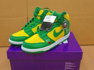 国内正規 Supreme × Nike SB Dunk High By Any Means "GREEN YELLOW" US8.5 26.5cm 新品未使用付属全て付