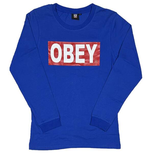 [並行輸入品] Obey オベイ ブランドロゴ 長袖 Tシャツ (ブルー) (XL)