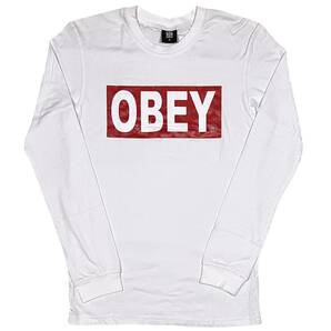 [並行輸入品] Obey オベイ ブランドロゴ 長袖 Tシャツ (ホワイト) (XL)